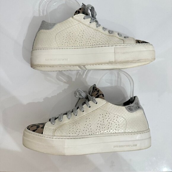 P448 Thea Python Roccia White Leather Platform Sneakers 38 - Picture 5 of 12